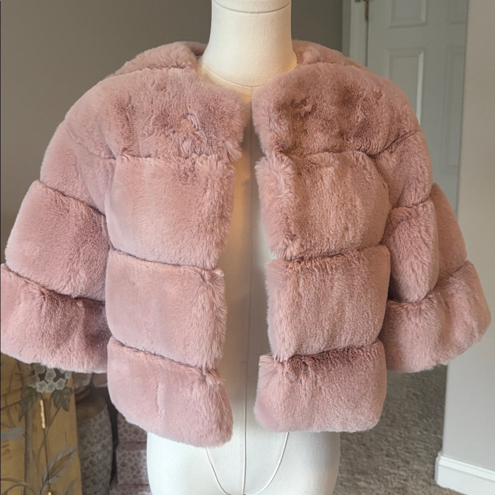 BCBGMaxAzria Blush Faux Fur Coat